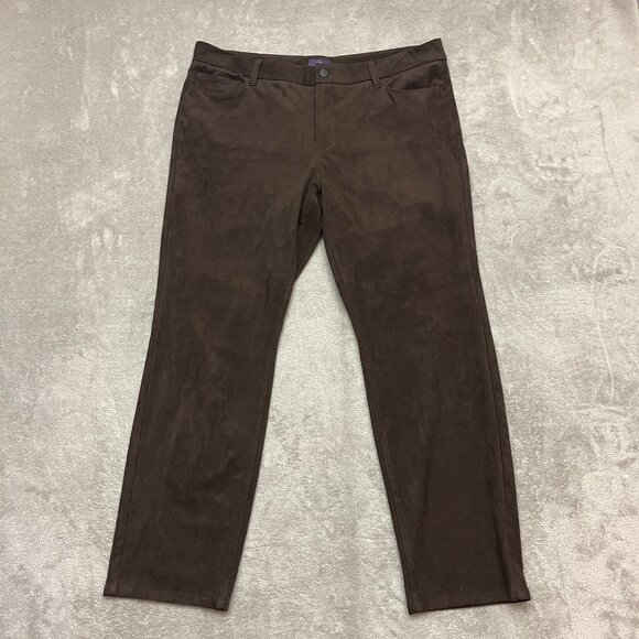 NYDJ Jeans Womens Size 16W Brown Skinny Dark Wash Faux Suede Lift & Tuck Tech - Picture 1 of 12
